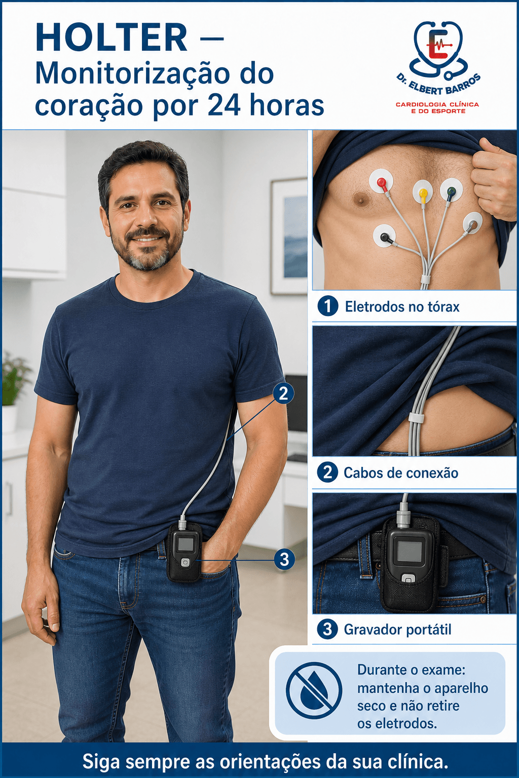 Orientações ilustradas do exame de Holter 24 horas